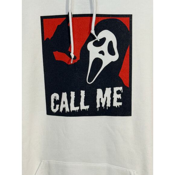 Ghost Face The Icon of Halloween White "Call Me" Hoodie, Unisex Size XL - Picture 2 of 3